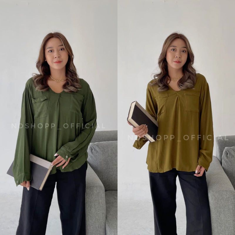 CLAUDYA BLOUSE CRINKLE PREMIUN BLUS OVERSIZE BLOUSE RAYON KRINGKEL PREMIUM
