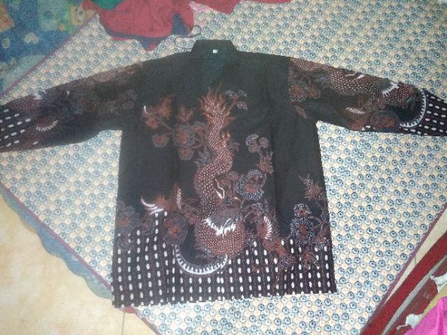 Naga Sogan Pendek Kemeja Batik Pria Lengan Pendek Katun Sragenan Full Furing