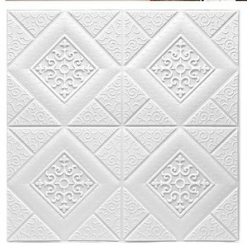 PEKANBARU Wallpaper foam  3D 6mm-7mm-Batik putih 3mm