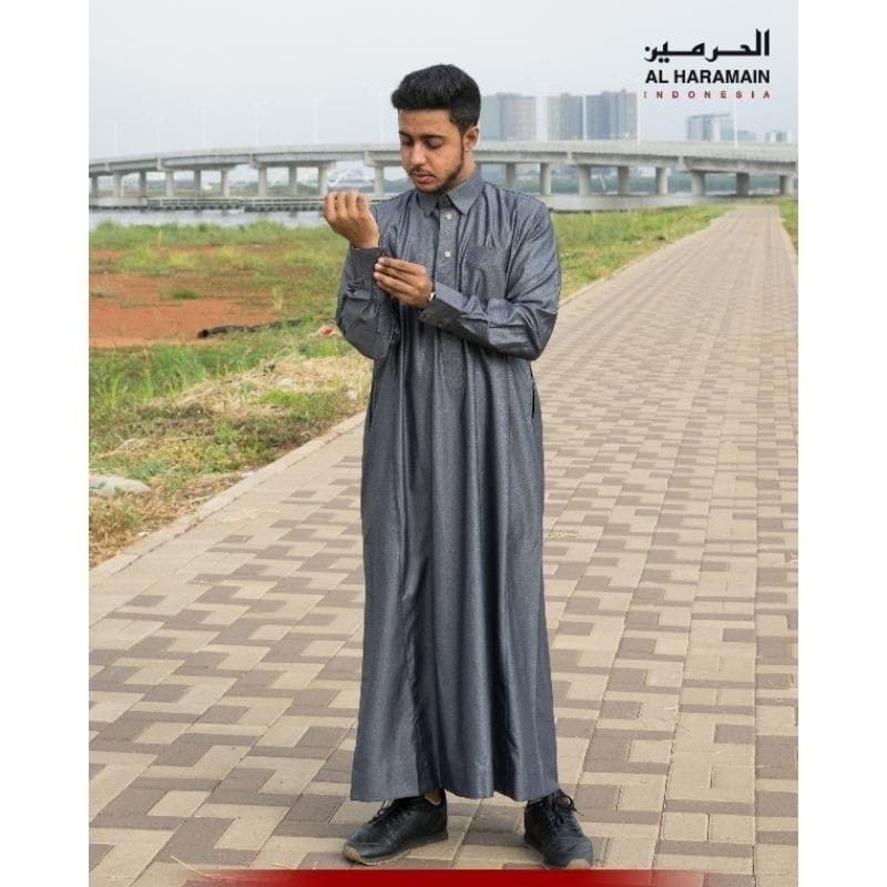 GAMIS JUBAH AL HARAMAIN WOLL IMPORT SAUDI LENGAN MANSET KERAH KEMEJA