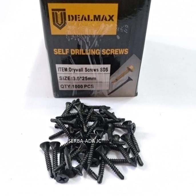 SKRUP SDS /Baut GRC Dealmax 3.5x25 mm baj hitam isi 1000 pcs