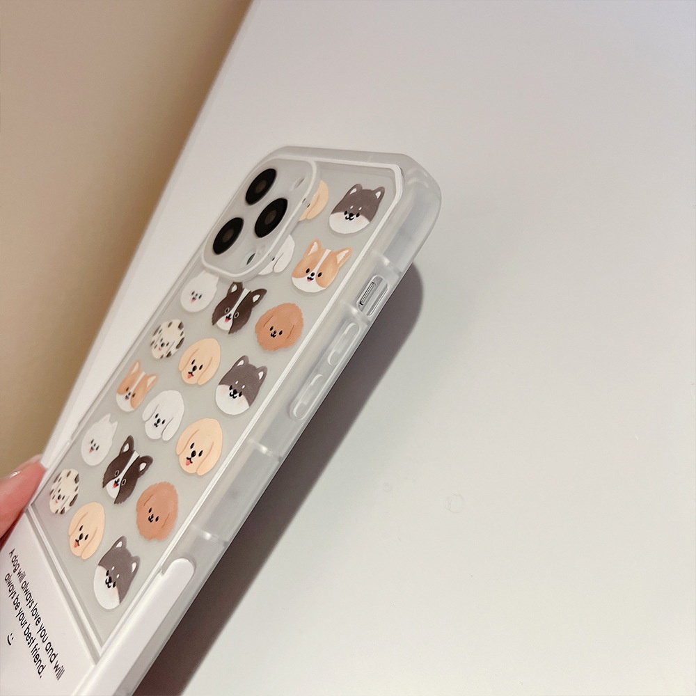 Case Pelindung Transparan Motif Kartun Anjing Dengan Holder Untuk Iphone 11 8 7 Plus SE2 XS XR 12 13 PRO MAX