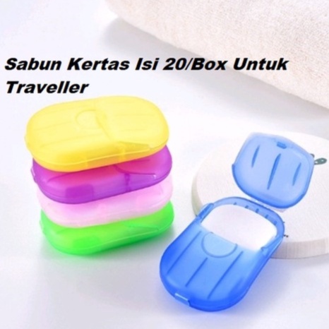 Sabun Kertas Travel Isi 20 Sabun Travel Sabun Bepergian Plus BOX Paper Soap Content 20 pcs of Soap Inside Box