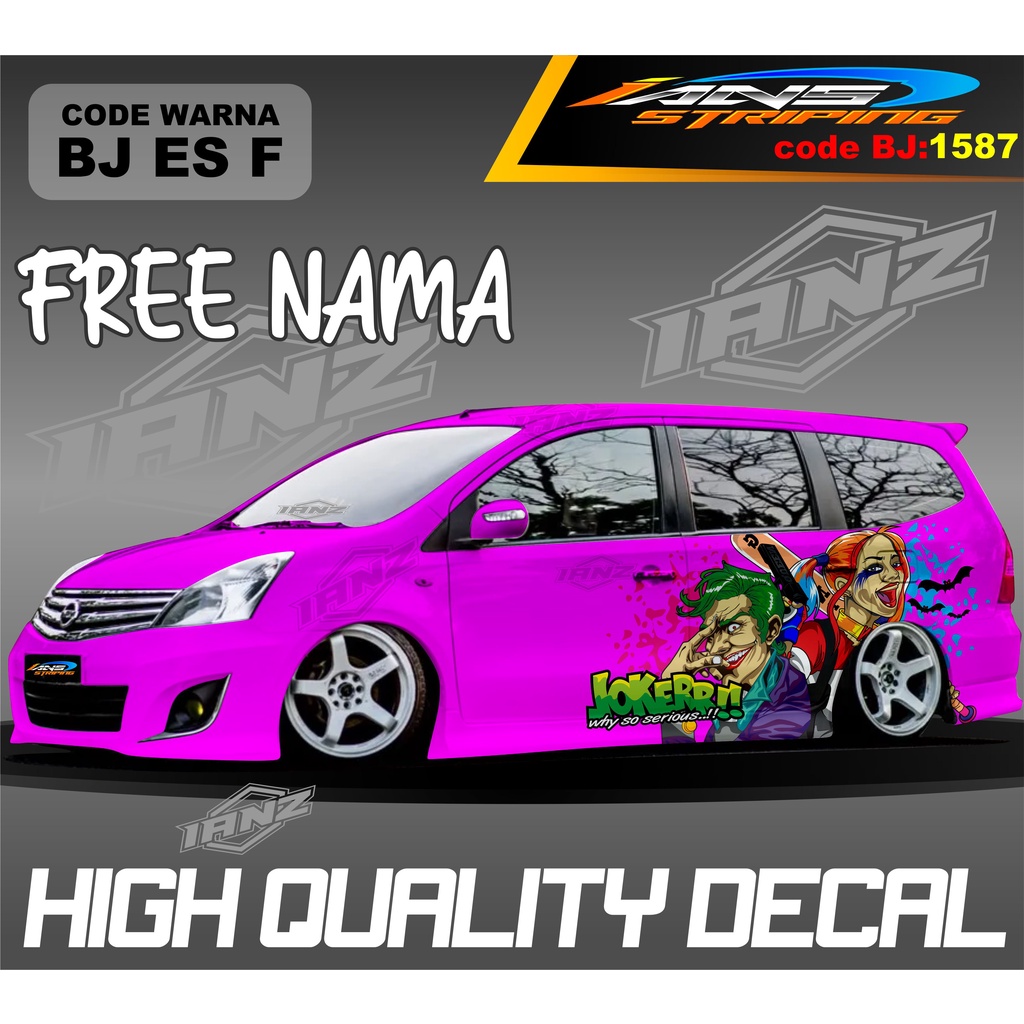 DECAL STIKER MOBIL GRAN LIVINA MOTIF JOKER / VARIASI STIKER MOBIL PAJERO SPORT / STIKER MOBIL AVANZA / VARIASI STIKER MOBIL XENIA / STIKER MOBIL TERMURAH