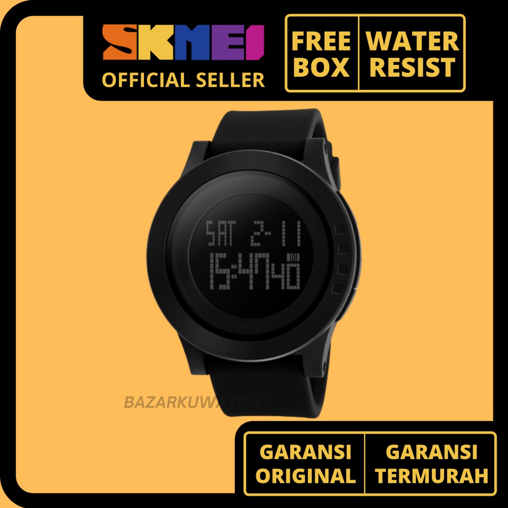 Jam Tangan Skmei 1142 Full Black Jam Tangan Skmei Jam Tangan Karet Pria Jam Tangan Cowok Sport SKMEI