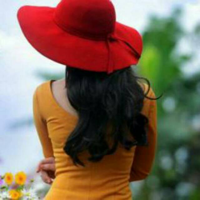 Topi pantai floppy hat laken bludru