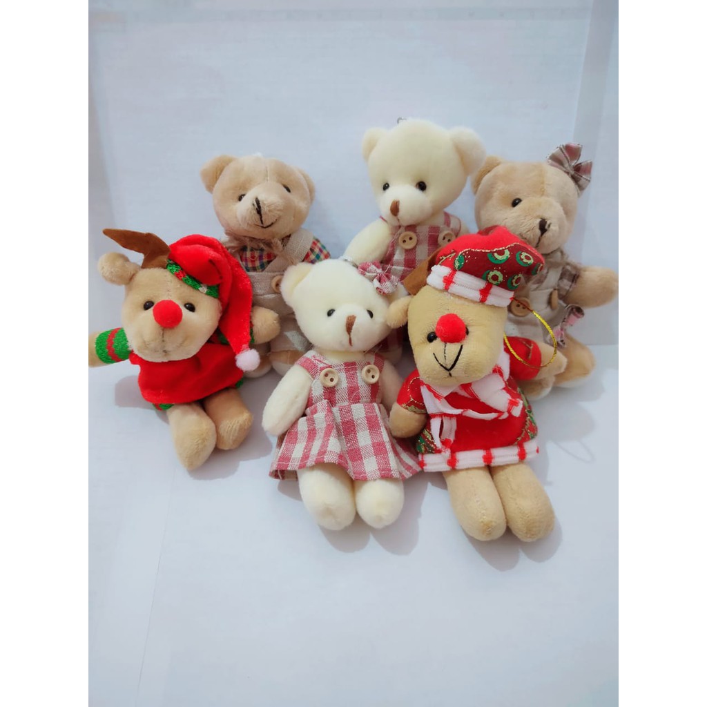 Gantungan Kunci Tas Teddy Bear Lucu Key Chain Souvenir Beruang Kotak Christmas