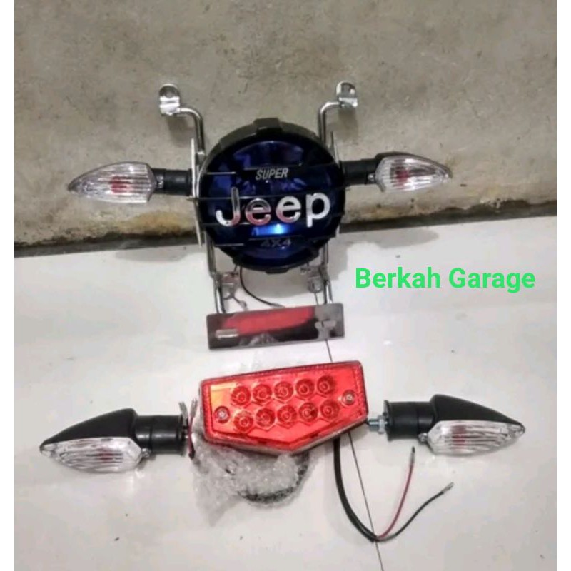 Paket Hemat Lampu Jepp Lengkap Breket Tulang Sen Model Vixion New Plus Stop Rx-King LED Universal