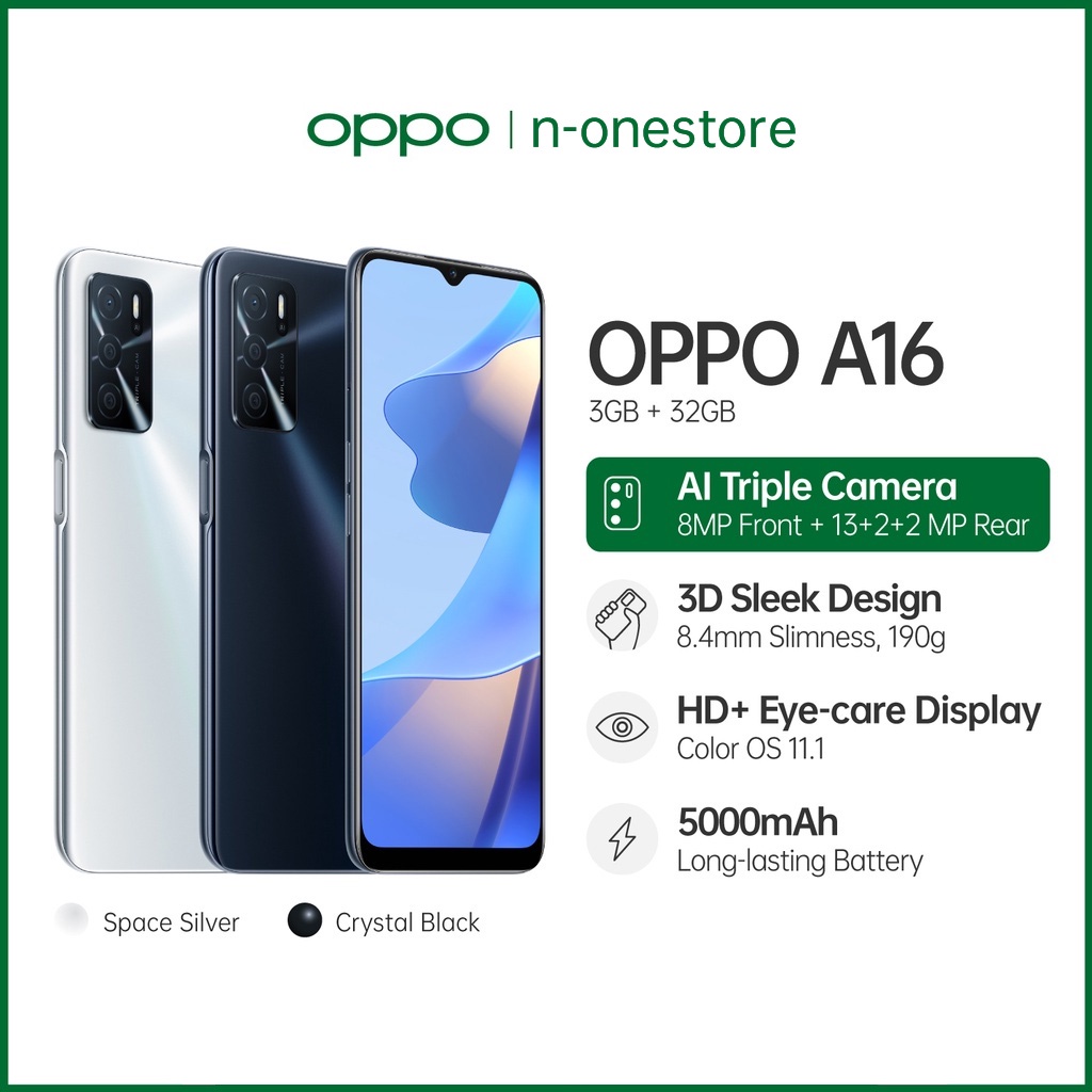 HP BARU OPPO A16 RAM 3/32GB-4/64GB Helio G35 rosesor 6.52 inch 5000mAh Baterai Handphone Baru Murah OPPO A16 Tahan Lama Layar HD + Eye Care TigaKamera AI 100%  Original Garansi Resmi mendukung cicilan pengiriman cepat COD