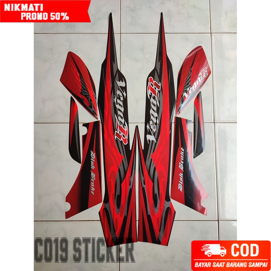 STRIPING STIKER MOTOR VEGA R NEW 2007 MERAH FULL BODY
