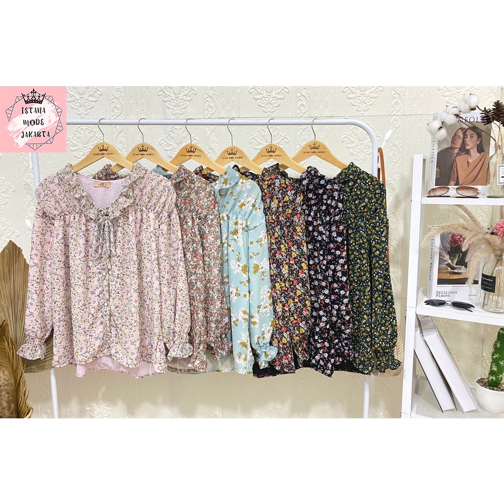 ISTANA MODE JAKARTA Sonya Jumbo baju atasan wanita terbaru blouse korean style blouse wanita lengan panjang-5