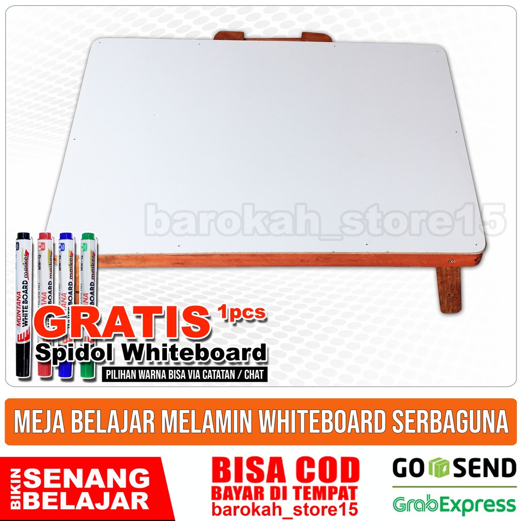 

RB Meja Lipat/Belajar/ Polos/Meja laptop Bonus Gratis Spidol Wipe Clean Whiteboard