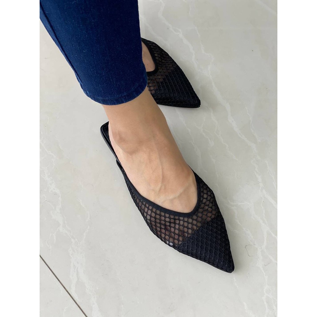 SEPATU WANITA ZS142 FLAT MESH MULES SHOES PREMIUM IMPORT