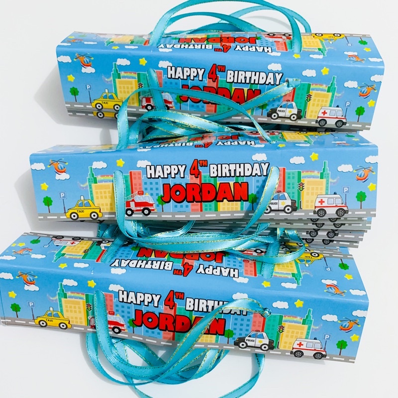 

City Car Mobil Transportation Label Snack Birthday / Kantong Souvenir Ulang Tahun