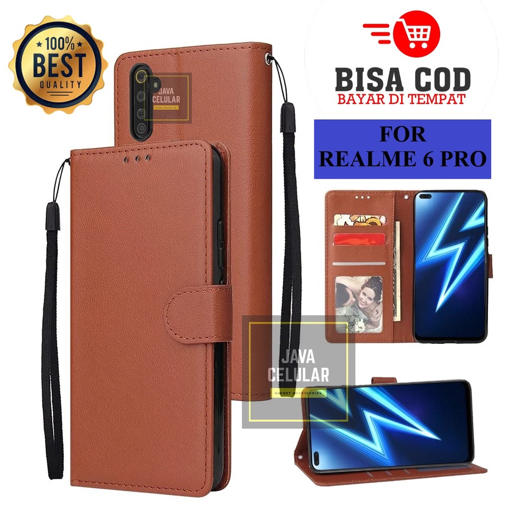 REALME 6 PRO FLIP LEATHER CASE PREMIUM-FLIP WALLET CASE KULIT UNTUK REALME 6 PRO
