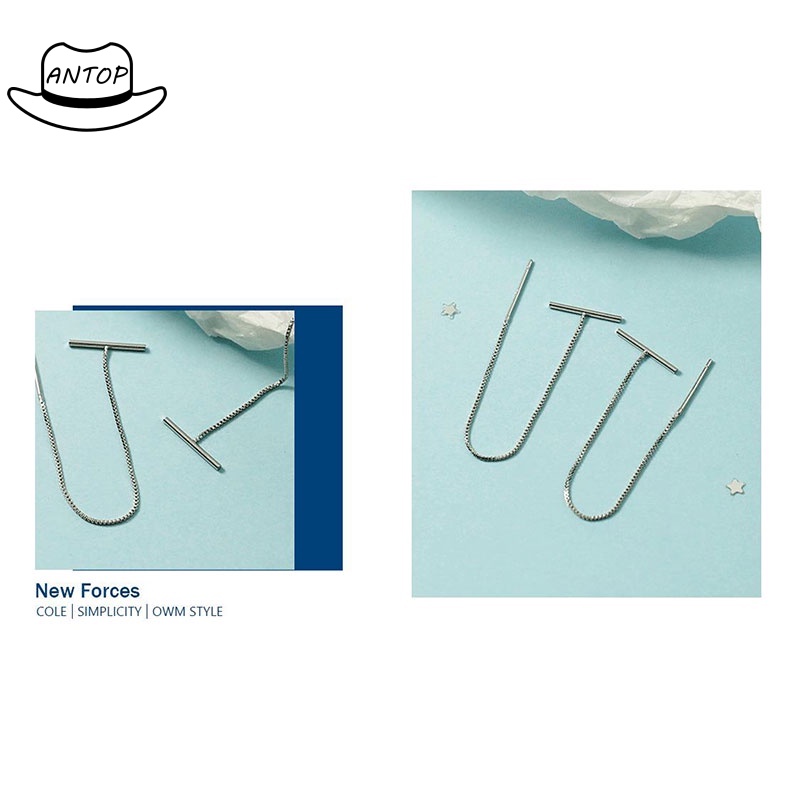 Anting Tusuk Gantung Temperament Bahan Sterling Silver 925 Desain Rumbai Gaya Koreasimple Untuk Wanita ANTOP