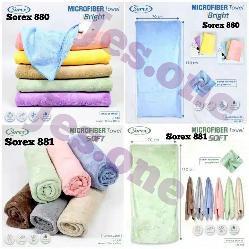 BISA PILIH WARNA SOREX TOWEL HM 880 881 - HANDUK MANDI MICROFIBER 140 x 70 cm