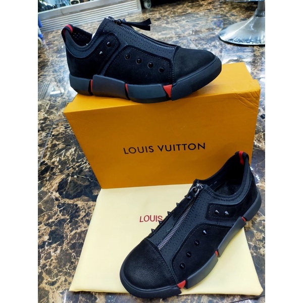 sepatu pria slip on merk louis vuitton premium