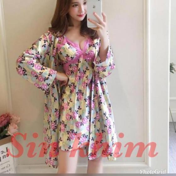 [VIP] Baju tidur kimono satin bunga premium import all size fit to L KFD3