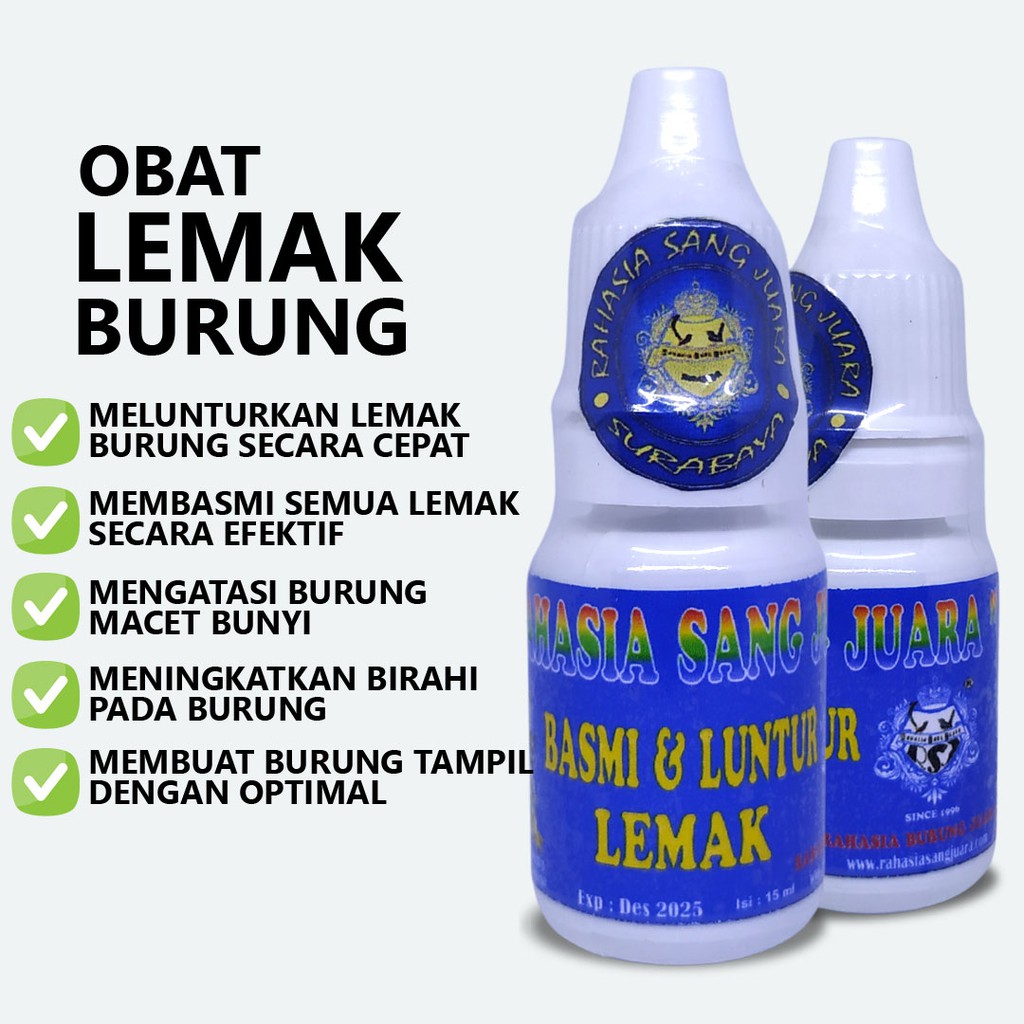 OBAT LUNTUR LEMAK BURUNG KENARI MURAI LOVEBIRD KACER PLECI CUCAK IJO UNTUK SEMUA JENIS BURUNG