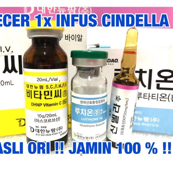 [KODE PRODUK 87WMV3458] ECER CINDELLA 600 MG SET ORIGINAL KOREA infus whitening suntik putih pemutih luthione vitamin c vitc