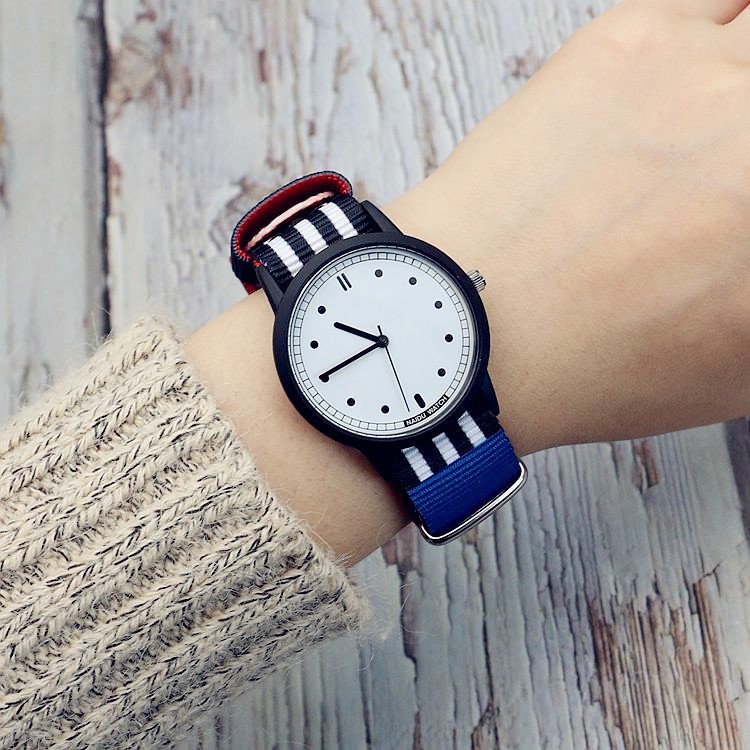 [COD] Jam tangan fashion convas jam wanita pria gaya korea Uniseks harga grosir W152