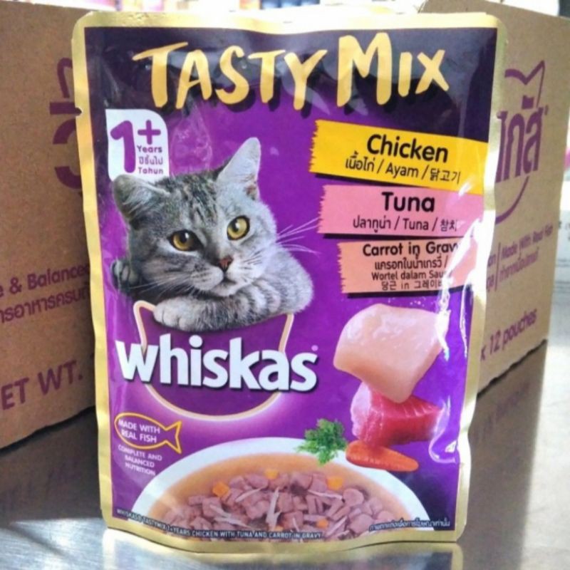 Whiskas Pouch Tasty mix All varian 70g 1 Dus (isi 24pcs) - Whiskas Tasty mix 70gr Sachet