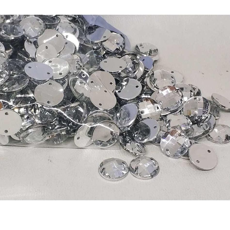 ➪ Payet / Diamond Kristal Akrilik Jahit Grade A Bulat 10 mm, 100 pcs ➣