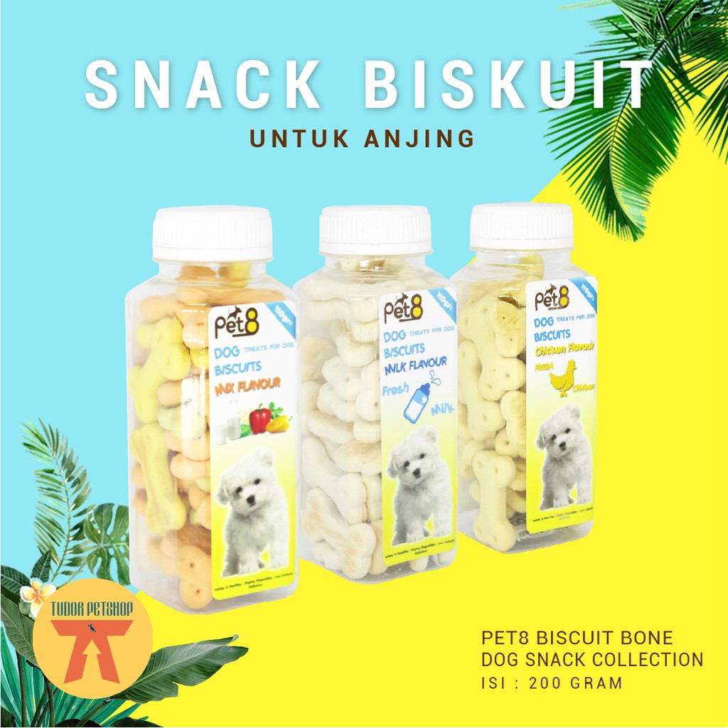 MAKANAN BISKUIT Anjing PET8 TULANG 110 GRAM - SNACK DOG BISCUIT BONE