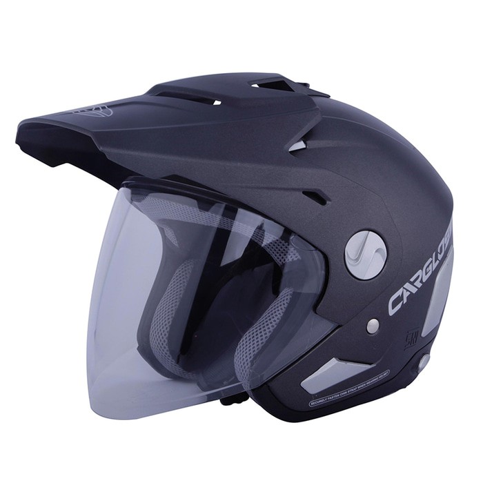 Helm Motor Half Face Semi Cross Cargloss Former Text Gun Metal Grey