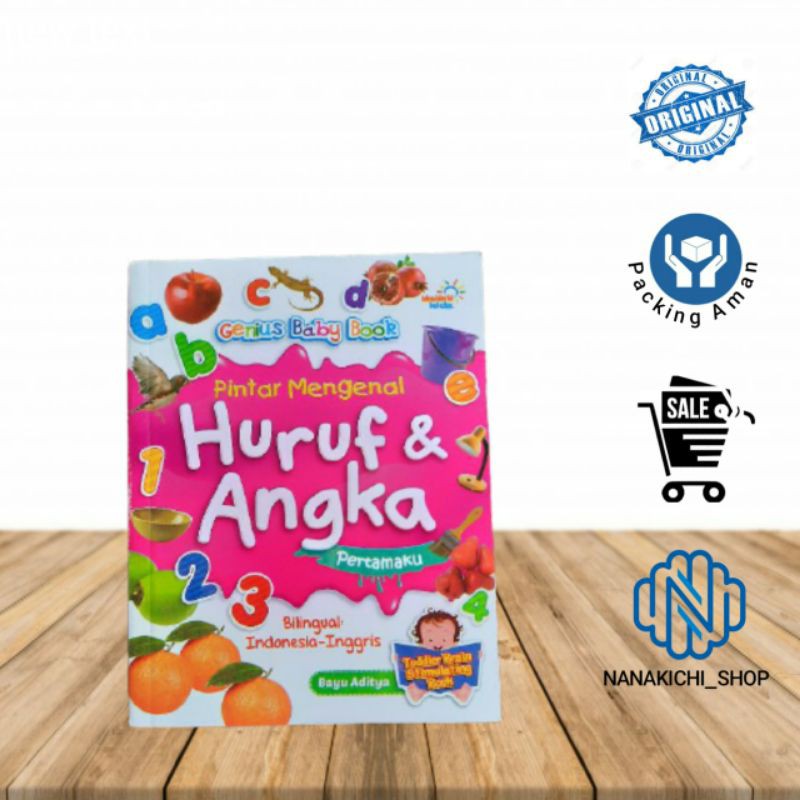 BUKU ANAK/ GENIUS BABY BOOK PINTAR MENGENAL HURUF & ANGKA PERTAMAKU BILINGUAL : INDONESIA - INGGRIS