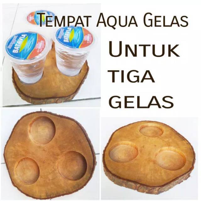 Tempat minuman gelas aqua gelas tatakan gelas nampan kayu wood tray