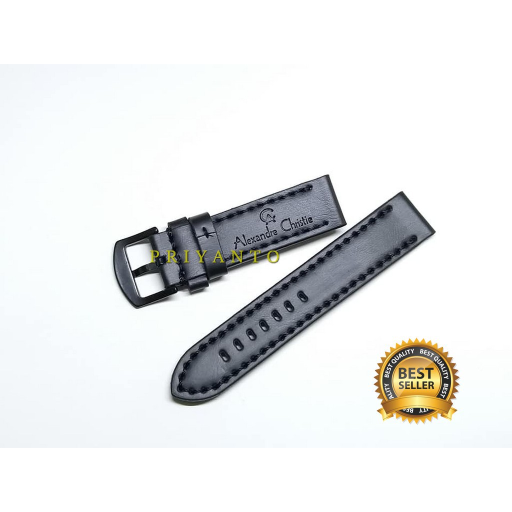 Tali Leathers Kulit Ac 20 22 24mm hitam Strap tali kulit Alexandre Christie 20 22 24mm hitam