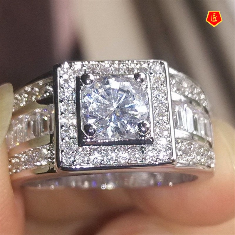 [Ready Stock]Fashion New 18K Platinum Diamond Ring Fashion