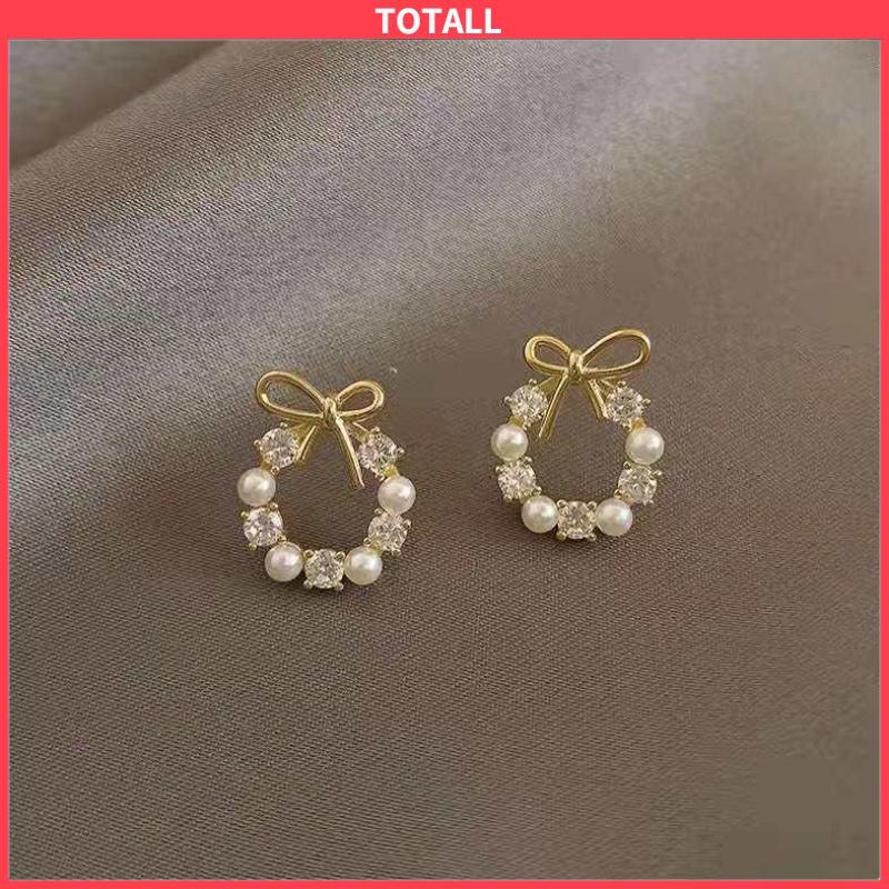 COD Fashion Korea Sepasang Anting Mutiara Garland Aksesoris Mode-Totall