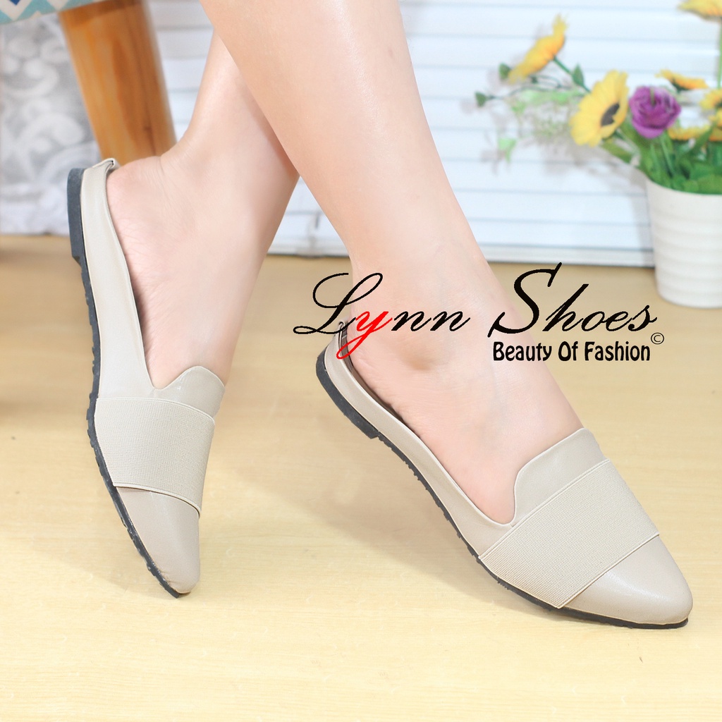 Lynn Flat Shoes Selop Wanita Sol Karet FT20U - Biru / Coklat / Coklat Muda / Cream / Hitam