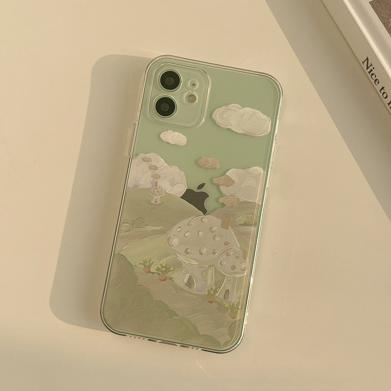 IPHONE Country Life Lukisan Cat Minyak TPU Transparan Untuk Iphone14 13 12 Mini 11 Pro Max X Xs Xr 87 Plus Pelindung Kamera Phone Case