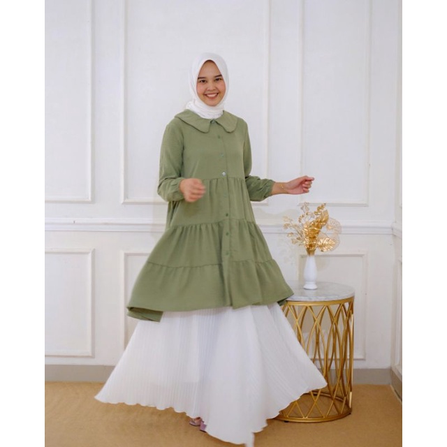Anna Tunik Airflow Crinkle - Sage green