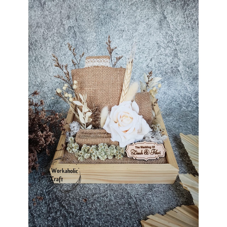 Kotak hantaran Kotak Seserahan Nikah Kotak Perhiasan Kalung Gelang Cincin Mahar Rustic