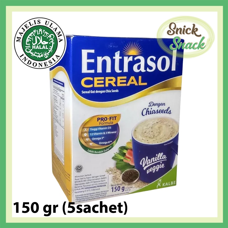 

Entrasol Cereal Vanilla Veggie Box 5 Sachet Sereal Sarapan Instan Rendah Gula Tinggi Kalsium Kenyang Lebih Lama