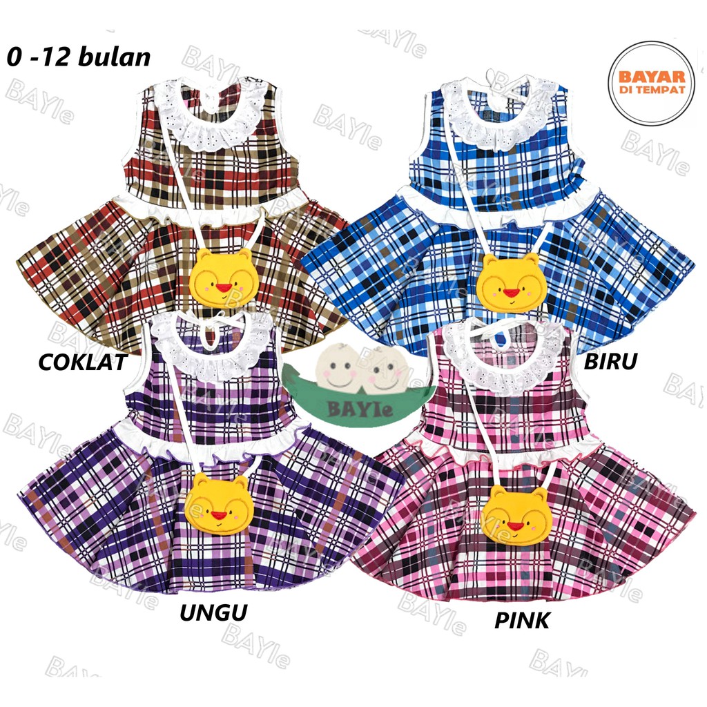 BAYIe - Baju bayi/Anak Perempuan Dress motif POOH KOTAK PLANET KIDS usia 0 -12 bulan / Pakaian anak