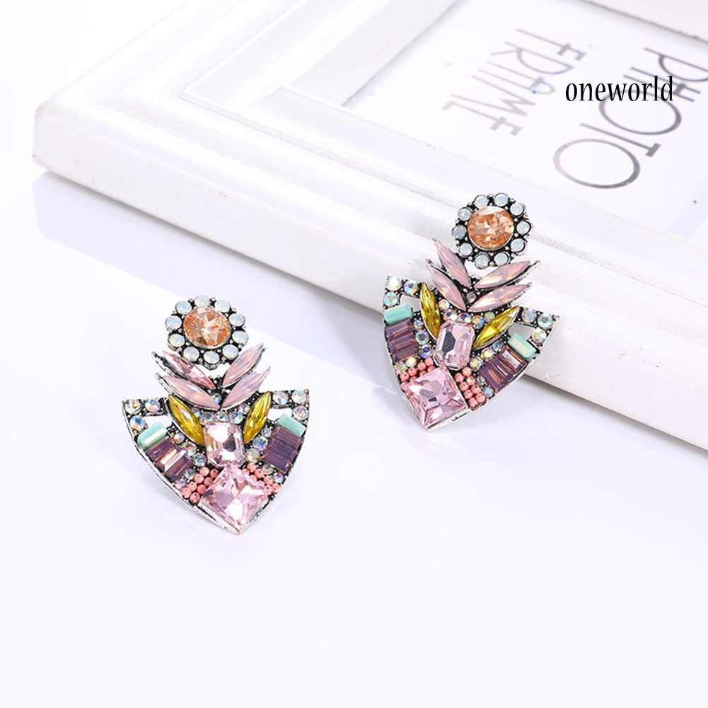 OW# Women Fashion Rhinestones Exaggerated Bohemian Ear Stud Earrings Jewelry Gift