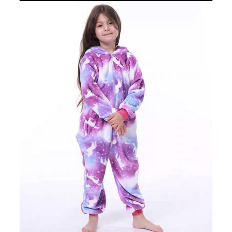 KOSTUM ONESIE UNICORN FLYING HORSE ANAK PIYAMA COSPLAY PESTA