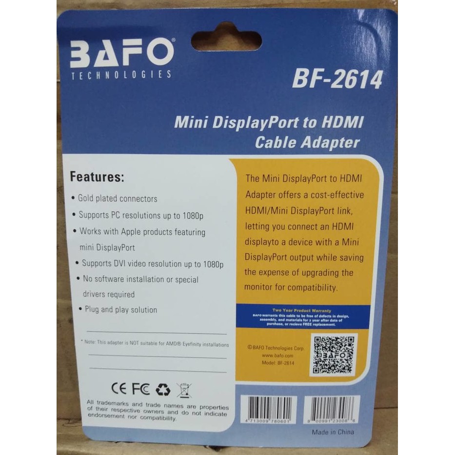 Bafo BF-2614 Mini DisplayPort to HDMI