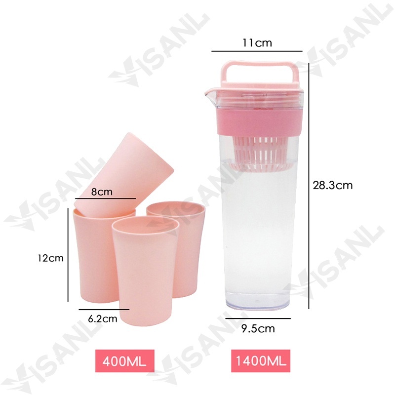 Teko Set 5 In 1 /Travel Cup/Water Mug / Cangkir Air Warna Warni / Teko plastik Ada 4 pcs cangkir