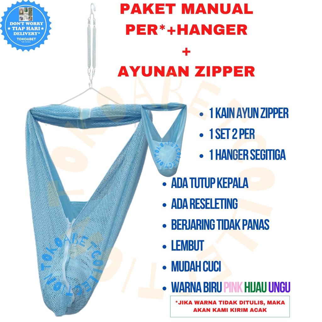 PAKET MANUAL Ayunan Bayi POLAR Kain ZIPPER Per Pegas VARIASI Hanger Perlengkapan Tidur Bayi TOKOABET