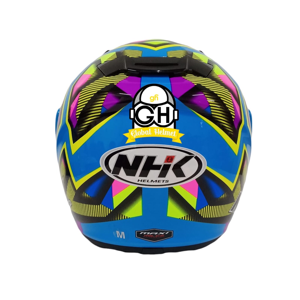 Helm NHK R7 Aurora Blue Flo Half Face Single Visor Rainbow - Helem Motor SNI DOT Touring Dewasa Pria Wanita Cewek Cowok Helmet Keren Terbaru Original