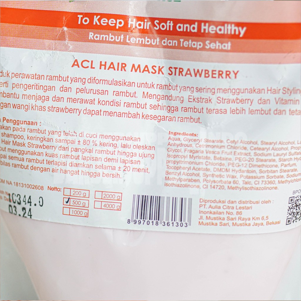 ACL HAIR MASK BARBER SALON SPA REFIL 500gr HAIRMASK AROMATIC MURAH