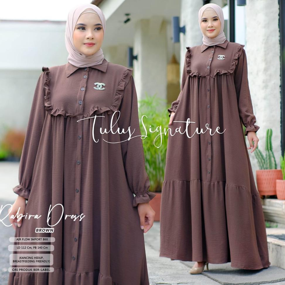 PDK.25Au22в ◦ gamis wanita kekinian ld 130 afwa maxy dress motif polos kancing hidup mat airflow ori