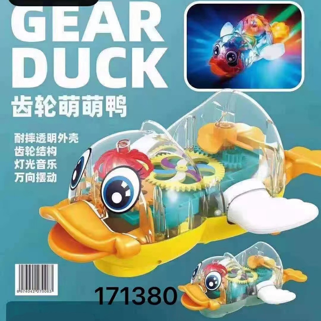 [MS]Gear Duck / Mainan Anak Bebek Transparant Bergerigi Bebek Berjalan Lampu Dan Music